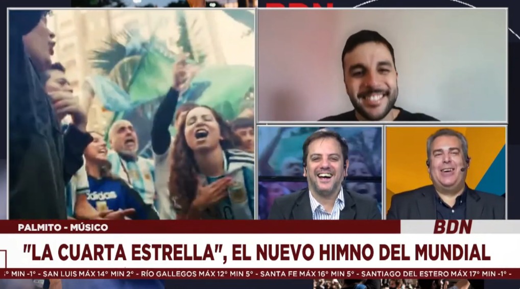 “La cuarta estrella”: Palmito presentó en T5 Satelital el nuevo hit de la Scaloneta para el Mundial