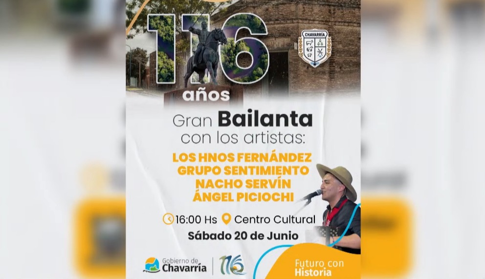 Chavarría celebra su 116° aniversario con un acto institucional y una gran peña popular